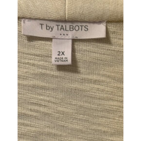 T By Talbots Womens Sleeveless Open Front Color Block Vest 2X Black & Cream - Picture 2 of 11